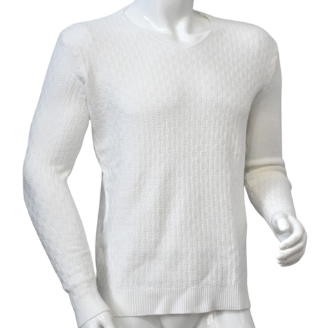 Sweater De Hombre Cuello V Blanco-0