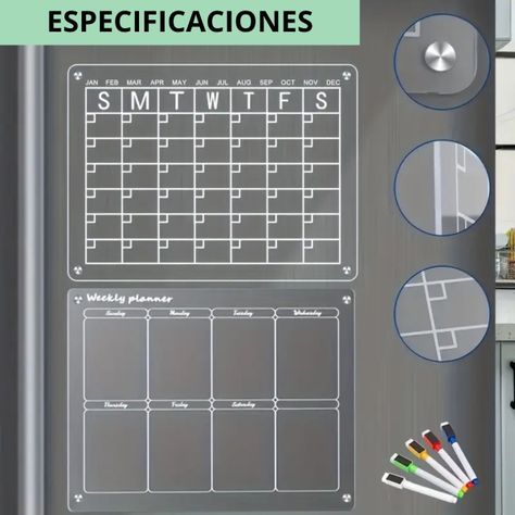 Set Pizarra Calendario Organizadora Para Refrigerador-1