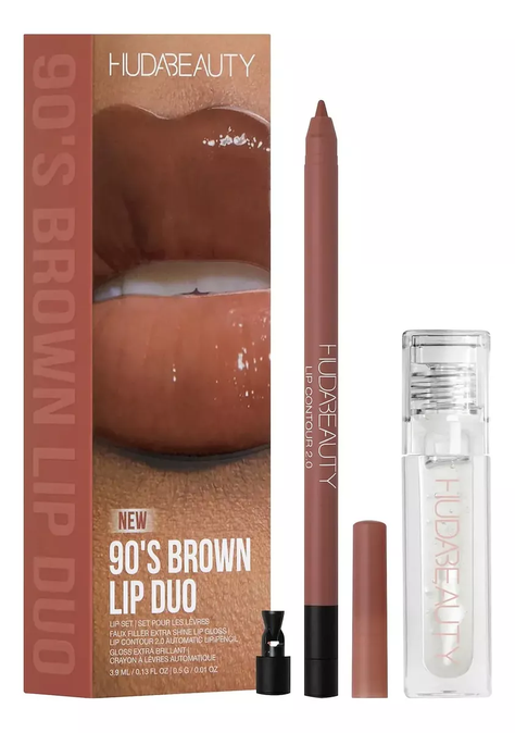 Huda Beauty 90s Brown Lip Liner And Lip Gloss Set-0