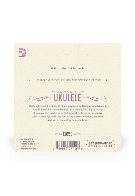 Set de cuerdas Ukelele Concert Clear EJ65C Daddario-3