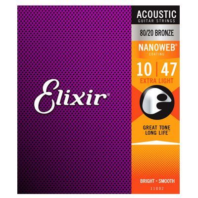 Set de Cuerdas Elixir Guitarra Acústica 80/20 Bronce Extra Light 10-47 11002-0
