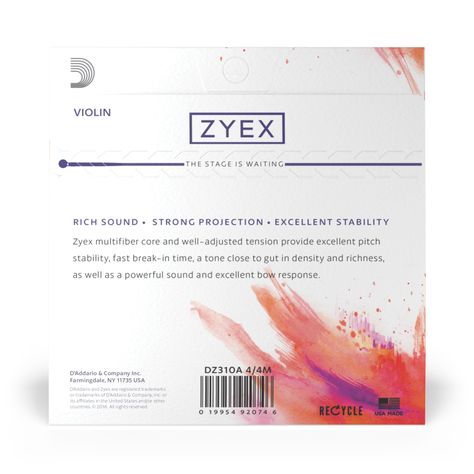Set Cuerdas Violín 4/4 Zyex Alum DZ310A 4/4M Daddario-2