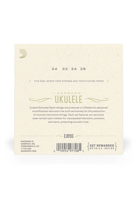 Set de cuerdas Ukelele Soprano Clear EJ65S Daddario-3