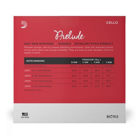 Set cuerdas Cello Prelude 1/4 Med J1010 1/4M Daddario-2