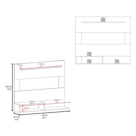 PANEL TV 55" 120X140X31,5 CM FM-001C - CAFE CLARO-4