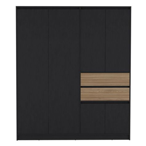 CLOSET 4 PUERTAS 2 CAJONES FM-016N - NEGRO-1