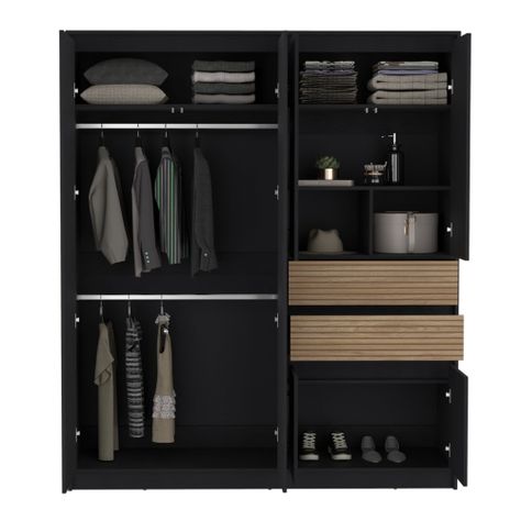 CLOSET 4 PUERTAS 2 CAJONES FM-016N - NEGRO-2