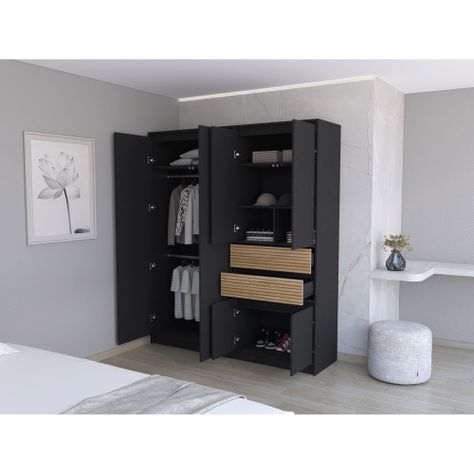 CLOSET 4 PUERTAS 2 CAJONES FM-016N - NEGRO-5