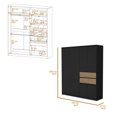 CLOSET 4 PUERTAS 2 CAJONES FM-016N - NEGRO-6