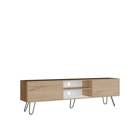 Rack Tv 80" 2 Puertas Fm-007B Blanco Y Café Claro -0