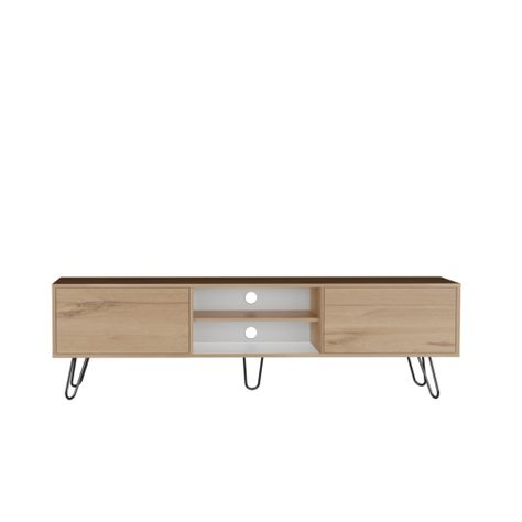 Rack Tv 80" 2 Puertas Fm-007B Blanco Y Café Claro -1