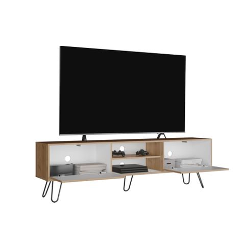 Rack Tv 80" 2 Puertas Fm-007B Blanco Y Café Claro -3
