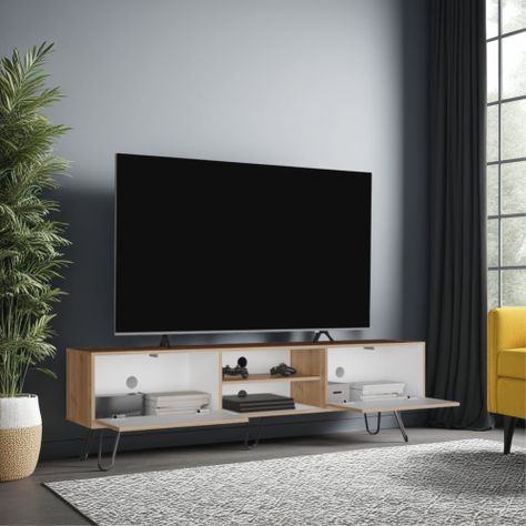 Rack Tv 80" 2 Puertas Fm-007B Blanco Y Café Claro -4