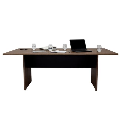 MESA DE REUNION 75X200X100 CM FM-054N - NEGRO Y CAFE OSCURO-2