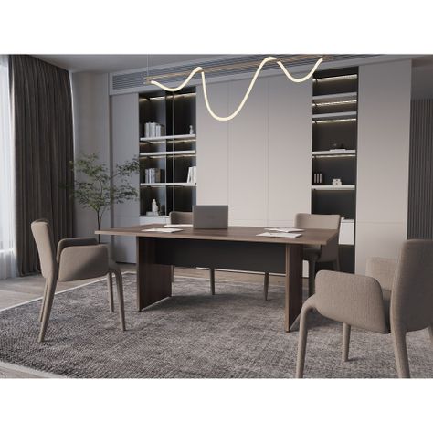 MESA DE REUNION 75X200X100 CM FM-054N - NEGRO Y CAFE OSCURO-4