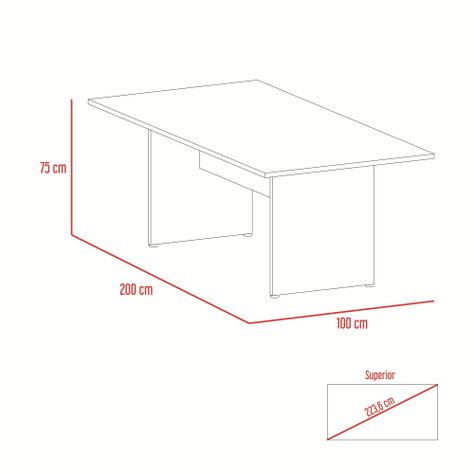 MESA DE REUNION 75X200X100 CM FM-054N - NEGRO Y CAFE OSCURO-5