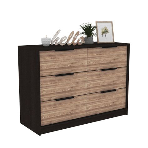 COMODA 4 CAJONES 2 PUERTAS FM-003N - NEGRO Y CAFE CLARO-3