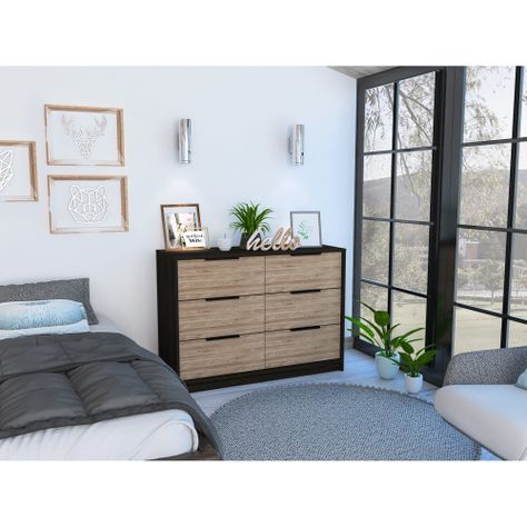COMODA 4 CAJONES 2 PUERTAS FM-003N - NEGRO Y CAFE CLARO-4