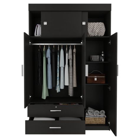 CLOSET 5 PUERTAS 2 CAJONES FM-003N - NEGRO-2