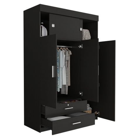 CLOSET 5 PUERTAS 2 CAJONES FM-003N - NEGRO-3
