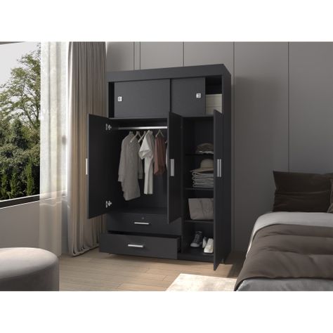CLOSET 5 PUERTAS 2 CAJONES FM-003N - NEGRO-5