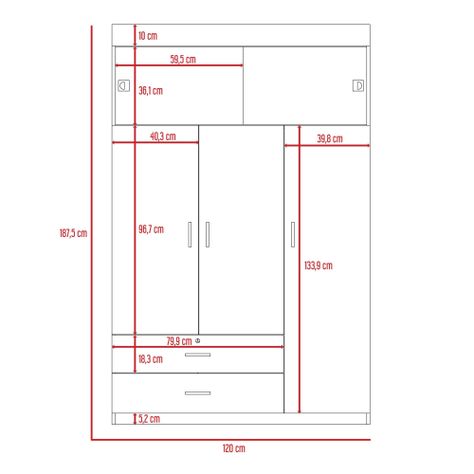 CLOSET 5 PUERTAS 2 CAJONES FM-003N - NEGRO-7