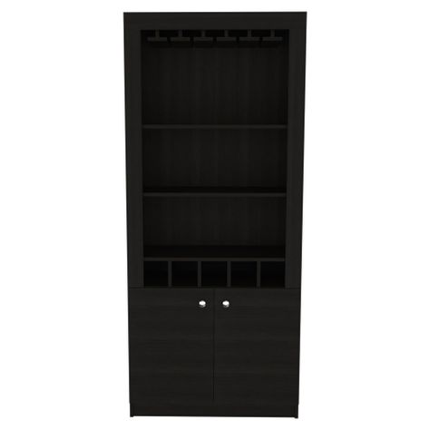 BAR ALTO 5 BOTELLEROS Y PORTACOPAS FM-003C - CAFE OSCURO Y NEGRO-1