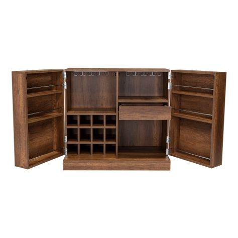 Bar Extensible 12 Botelleros 2 Puerta Fm-012O Café Oscuro-4