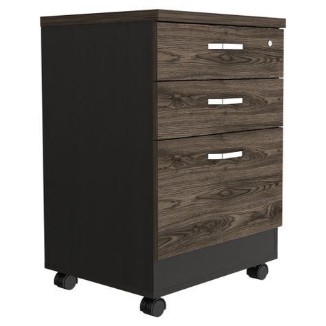 CAJONERA CON RUEDAS FM-003N NEGRO Y CAFÉ OSCURO-0