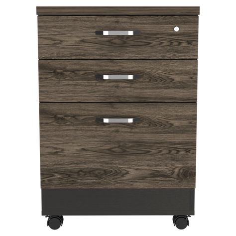 CAJONERA CON RUEDAS FM-003N NEGRO Y CAFÉ OSCURO-1
