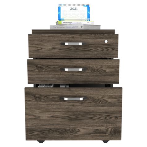 CAJONERA CON RUEDAS FM-003N NEGRO Y CAFÉ OSCURO-3