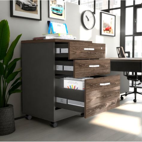 CAJONERA CON RUEDAS FM-003N NEGRO Y CAFÉ OSCURO-4