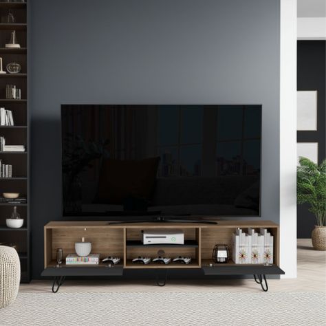 Rack Tv 80" 2 Puertas Fm-007C Café Claro Y Plomo-4