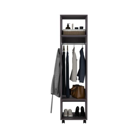 CLOSET CON ESPEJO Y 4 RUEDAS FM-025N - NEGRO-2