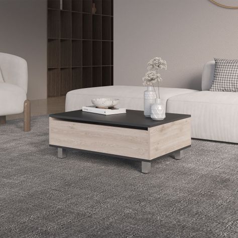 MESA DE CENTRO EXTENSIBLE FM-002G GRIS Y NEGRO-4