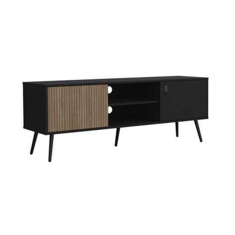 Rack Tv 65" 2 Puertas Fm-022N Negro Y Café Claro-0