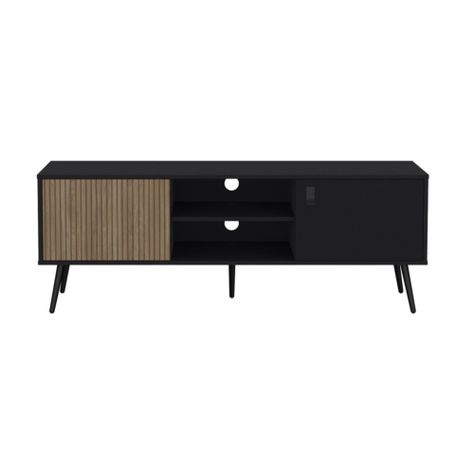 Rack Tv 65" 2 Puertas Fm-022N Negro Y Café Claro-1