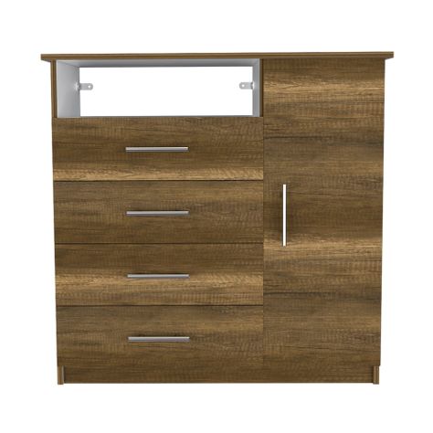 COMODA TV 40"  4 CAJONES 1 PUERTA FM-018O - CAFÉ OSCURO-1