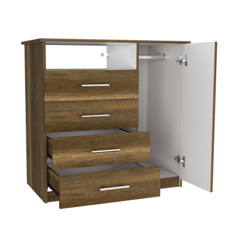 COMODA TV 40"  4 CAJONES 1 PUERTA FM-018O - CAFÉ OSCURO-2