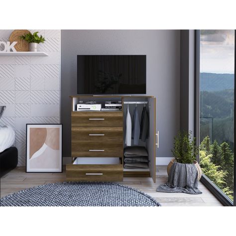 COMODA TV 40"  4 CAJONES 1 PUERTA FM-018O - CAFÉ OSCURO-5