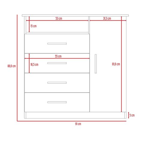 COMODA TV 40"  4 CAJONES 1 PUERTA FM-018O - CAFÉ OSCURO-7