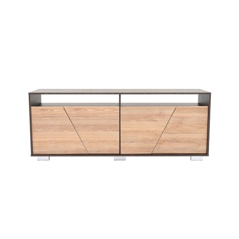 Rack Tv 70" 4 Puertas Fm-010C Cafe Claro Y Café Oscuro-2