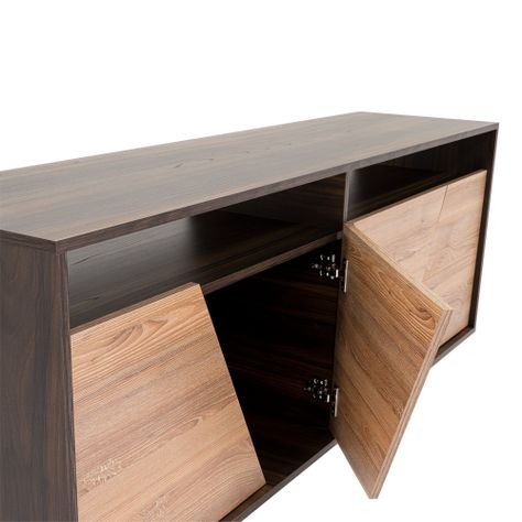 Rack Tv 70" 4 Puertas Fm-010C Cafe Claro Y Café Oscuro-5