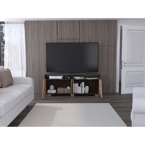 Rack Tv 70" 4 Puertas Fm-010C Cafe Claro Y Café Oscuro-6