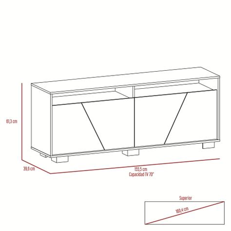 Rack Tv 70" 4 Puertas Fm-010C Cafe Claro Y Café Oscuro-7