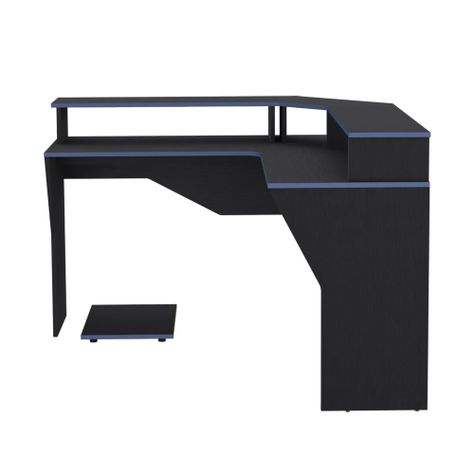 ESCRITORIO GAMER EN L 88,5X127,9X127,9 CM FM-046N NEGRO Y AZUL-0