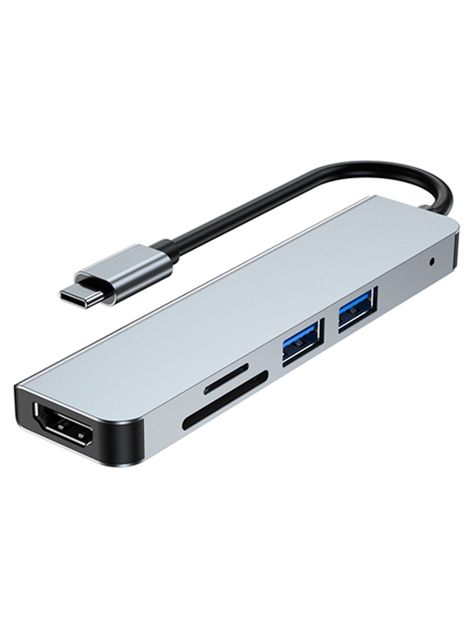 Adaptador USB-C 5 En 1 HDMI 4k+Usb2.+Usb3.0+TF+SD-0