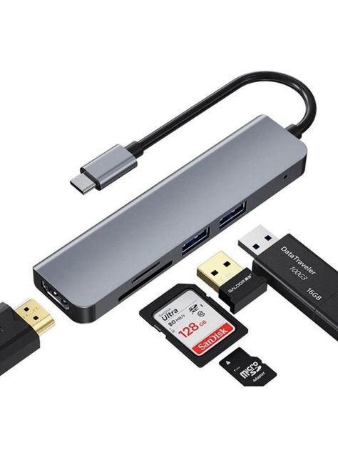Adaptador USB-C 5 En 1 HDMI 4k+Usb2.+Usb3.0+TF+SD-2