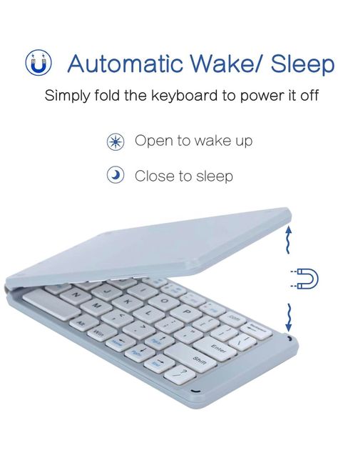 Teclado Bluetoth Recargable Portatil Delgado Plegable Blanco-2