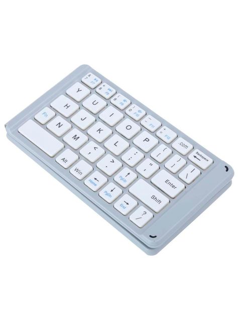 Teclado Bluetoth Recargable Portatil Delgado Plegable Blanco-3